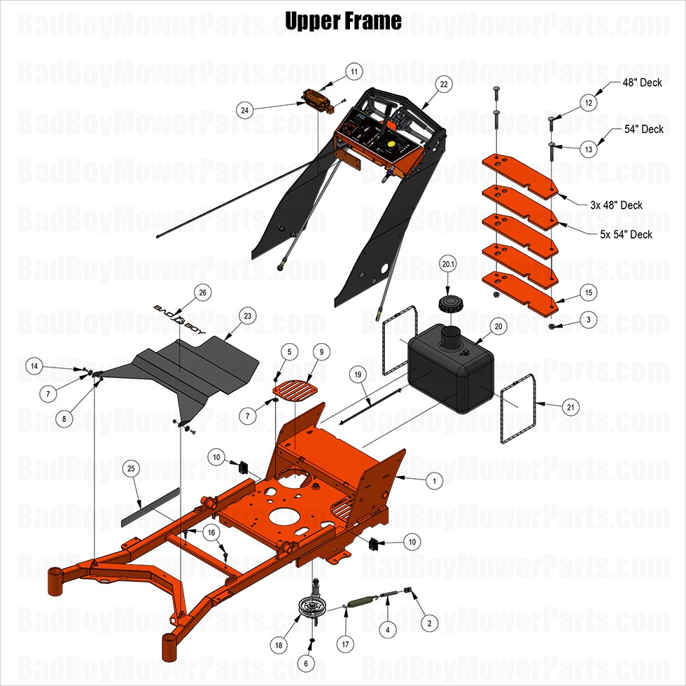 3817 - Bad Boy Mower Parts Lookup > 2025 > Raider > Upper Frame
